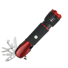 Portable multipurpose Multi-tools twine knife Panic With Alarm safety torch light multifunction dimming LED light flashlight
